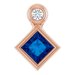 14K Rose 4x4 mm Square Lab-Grown Blue Sapphire & .03 CT Natural Diamond Pendant